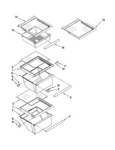 Refrigerator Shelf Parts Diagram and Parts List for MSD2274VEM01  Maytag Refrigerator