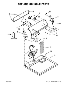 Top And Console Parts Diagram and Parts List for  Crosley Dryer