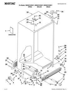 Cabinet Parts Diagram and Parts List for MSD2574VEW11  Maytag Refrigerator