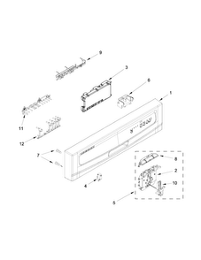 Control Panel And Latch Parts Diagram and Parts List for  Maytag Dishwasher