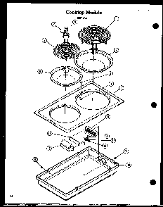 Cooktop Module Diagram and Parts List for AKM-1-P85558-1S  Amana Range