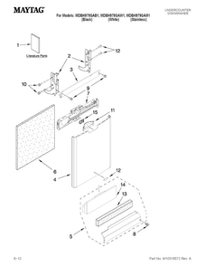 Door And Panel Parts Diagram and Parts List for MDBH979SAM1  Maytag Dishwasher