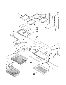 Shelf Parts Diagram and Parts List for ABB2227VEW1  Amana Refrigerator