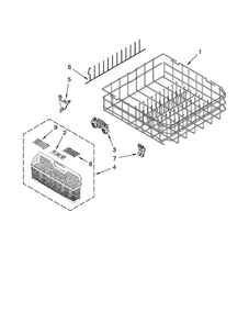 Lower Rack Parts Diagram and Parts List for  Jenn-Air Dishwasher