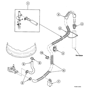 Drain Hoses Diagram and Parts List for SWT220WN1124  Speed Queen Washer