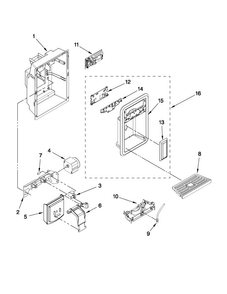 Dispenser Front Parts Diagram and Parts List for MSD2574VEW11  Maytag Refrigerator