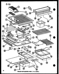 Freezer-refrigerator Parts Diagram and Parts List for ESR16E-G-P73953-27WG  Amana Refrigerator