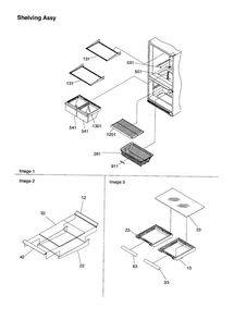 Shelving Assembly Diagram and Parts List for DRB1201AC-PDRB2101AC0  Amana Refrigerator