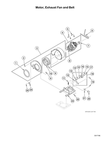 Motor/Exhaust Fan/Belt Diagram and Parts List for  Speed Queen Dryer