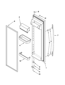 Refrigerator Door Parts Diagram and Parts List for MSD2574VEW11  Maytag Refrigerator