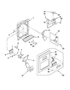 Dispenser Front Parts Diagram and Parts List for MSD2550VES03  Maytag Refrigerator