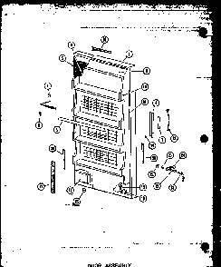 Door Assembly Diagram and Parts List for U23B-G P60345-52WG Amana Freezer