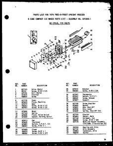 Section 1 Diagram and Parts List for UF12K-AG P60250-9WG Amana Freezer