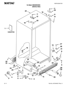 Cabinet Parts Diagram and Parts List for MSD2550VES03  Maytag Refrigerator