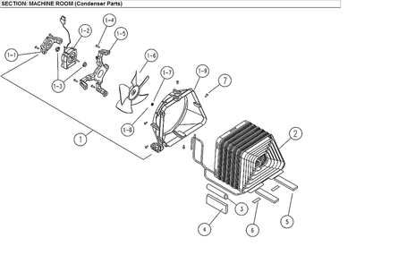 Machine Room Condenser Diagram and Parts List for 11171219615  Kenmore Refrigerator