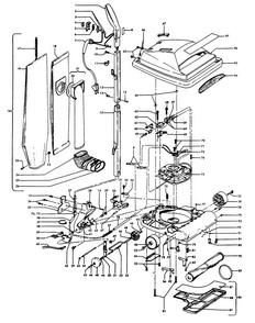 Agitator, Handle, Mainbody, Outerbag Diagram and Parts List for U4107  Hoover Upright Vacuum