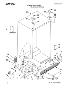 Cabinet Parts Diagram and Parts List for MSD2274VEM01  Maytag Refrigerator