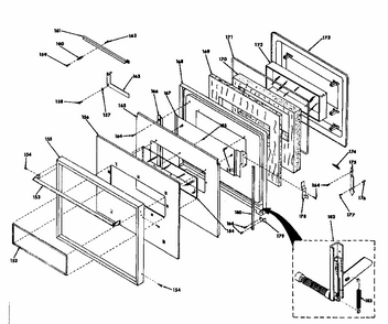 Upper Oven Door Diagram and Parts List for 8504277560  Kenmore Range