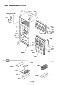 Door, Hinges And Accessories Diagram and Parts List for TX21VE-P1301804WE  Amana Refrigerator