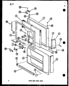 Upper Door Parts Diagram and Parts List for ESR16E-G-P73953-27WG  Amana Refrigerator
