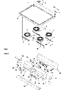 Main Top And Backguard Diagram and Parts List for ARTC7003W P1143636NW Amana Range