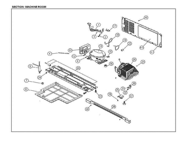 Machine Room Total Diagram and Parts List for 11161212615  Kenmore Refrigerator