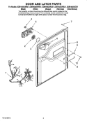 DOOR AND LATCH PARTS Diagram and Parts List for  Amana Dishwasher