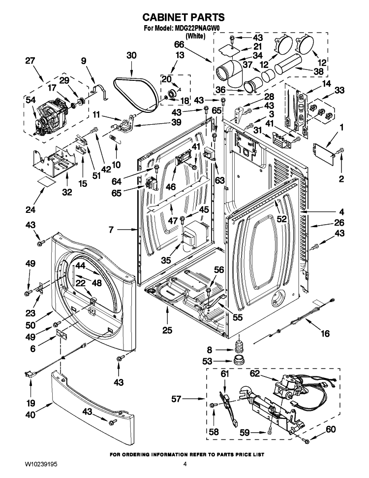 CABINET PARTS Diagram and Parts List for MDG22PNAGW0  Maytag Dryer