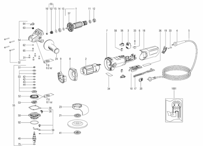 Diagram Diagram and Parts List for 03623420 Metabo Angle Grinder