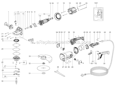 Page A Diagram and Parts List for  Metabo Angle Grinder