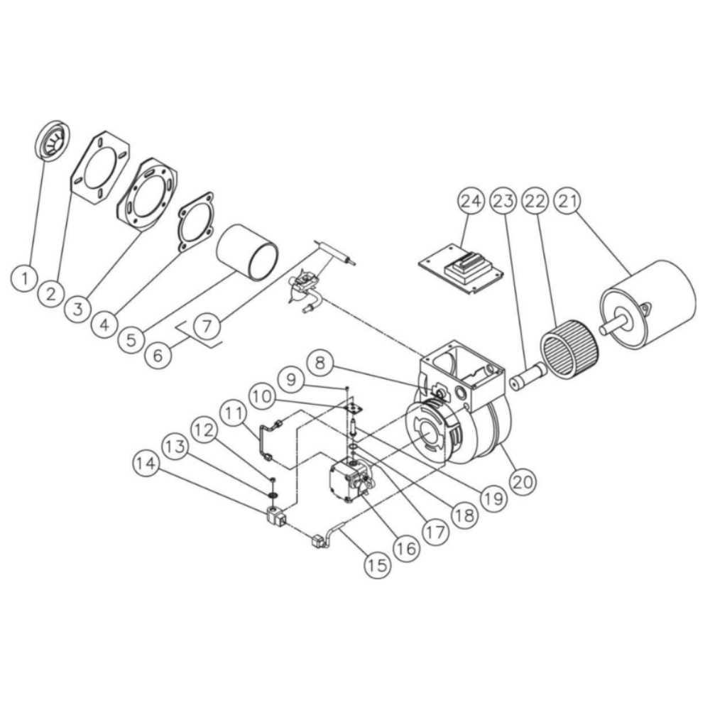 Burner Diagram and Parts List for  Mi-T-M Pressure Washer