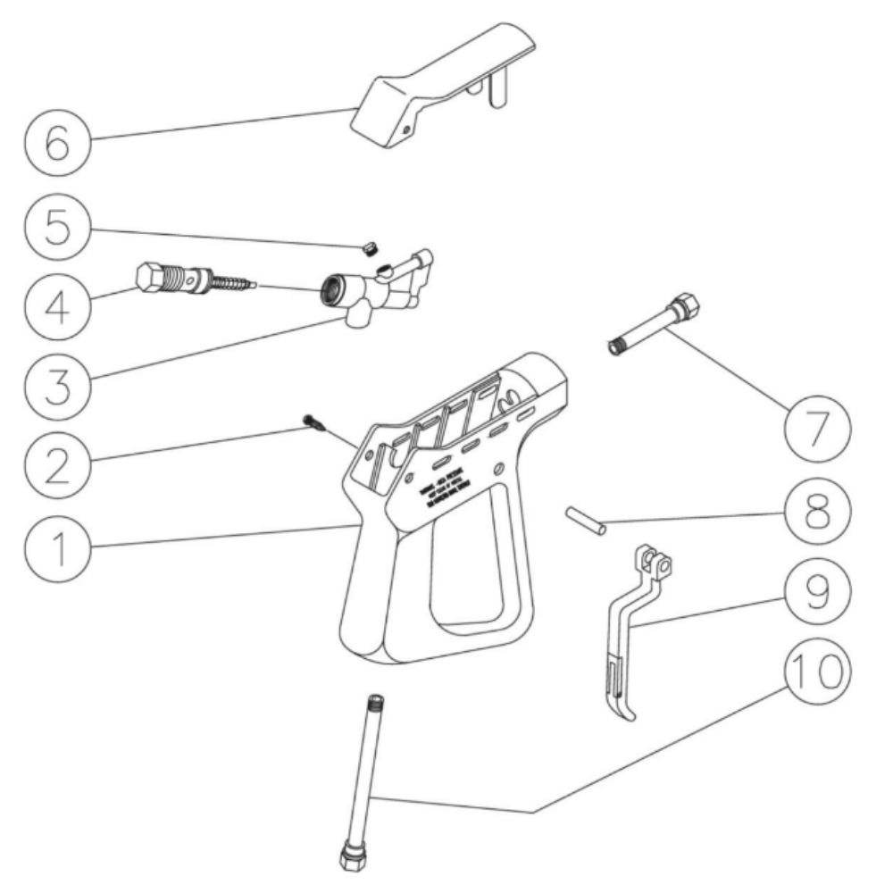 Gun Diagram and Parts List for  Mi-T-M Pressure Washer
