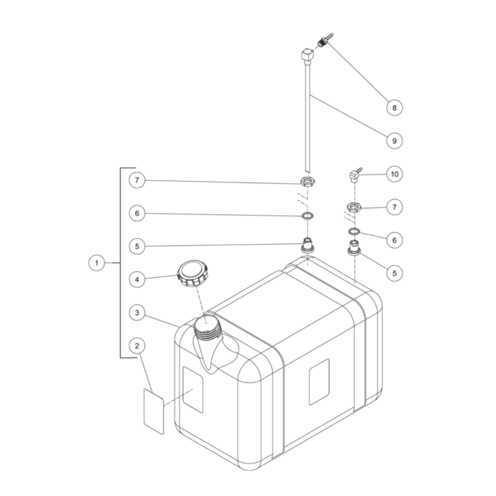 Burner Fuel Tank Diagram and Parts List for  Mi-T-M Pressure Washer