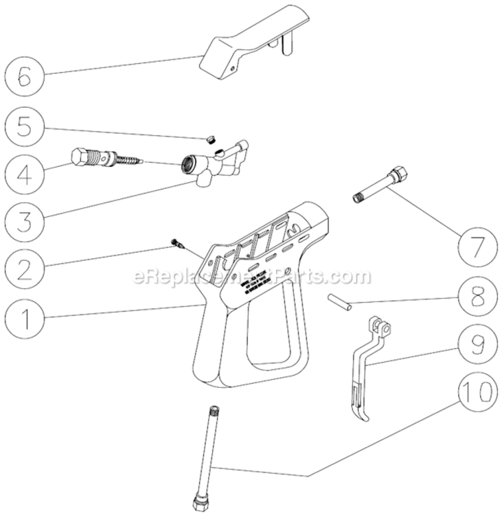 Gun Assembly Diagram and Parts List for  Mi-T-M Pressure Washer