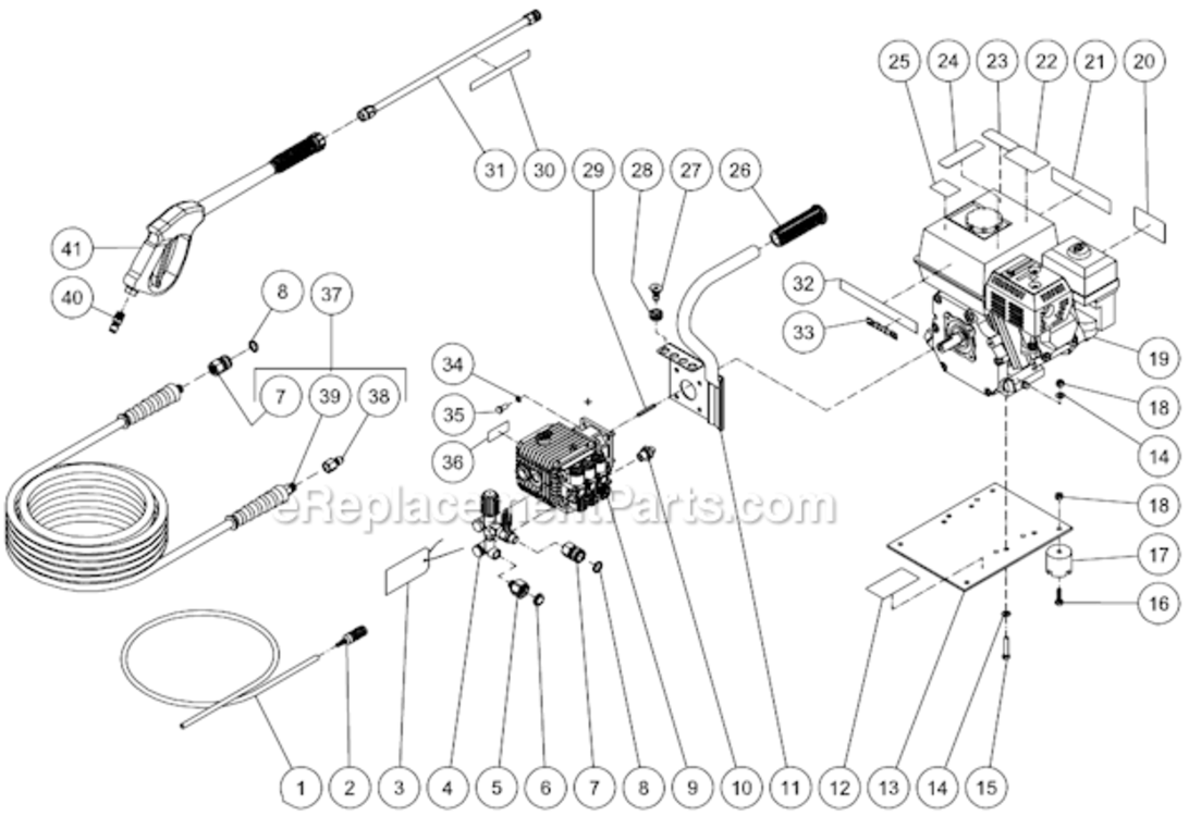 Page C Diagram and Parts List for  Mi-T-M Pressure Washer