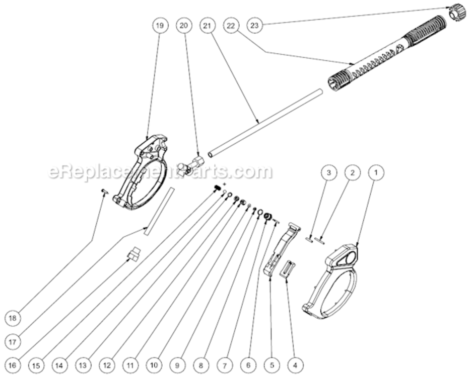 Gun And Lance Assembly Diagram and Parts List for  Mi-T-M Pressure Washer