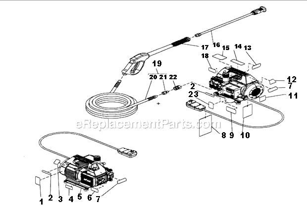 Unloader Assembly Diagram and Parts List for  Mi-T-M Pressure Washer