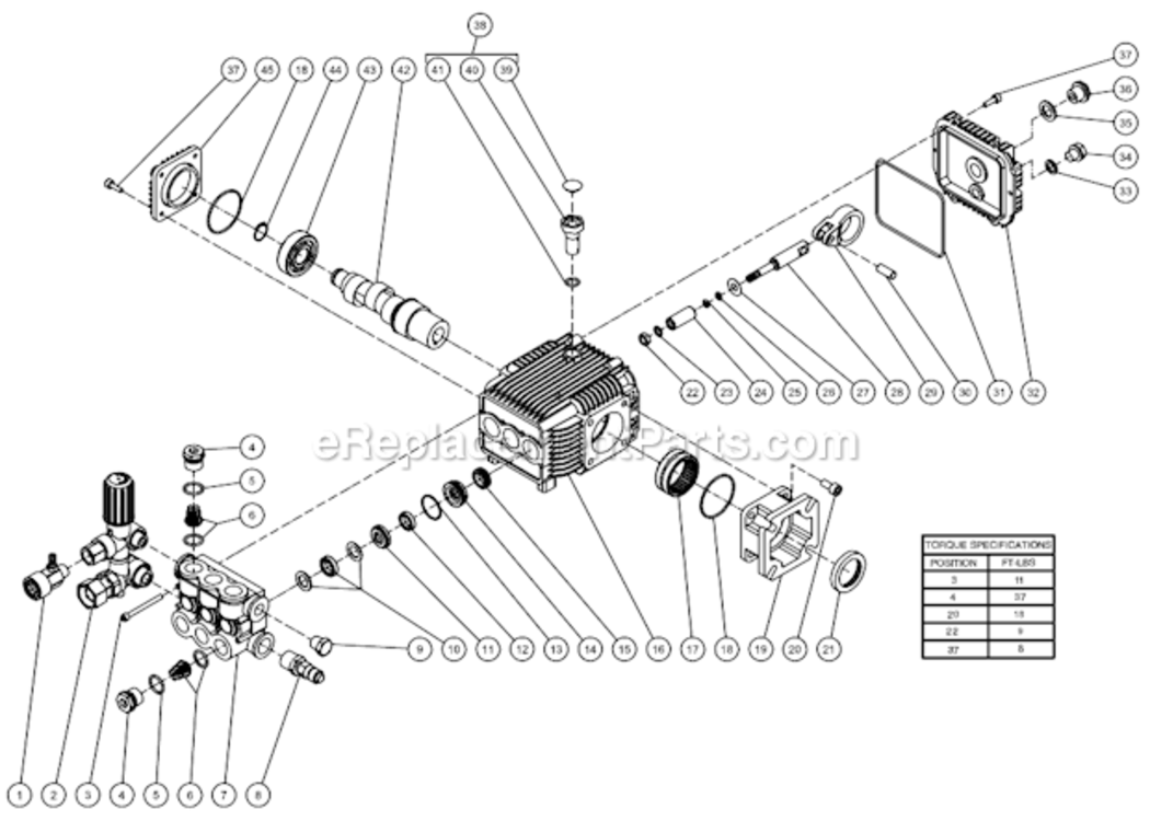 Pump Assembly Diagram and Parts List for  Mi-T-M Pressure Washer