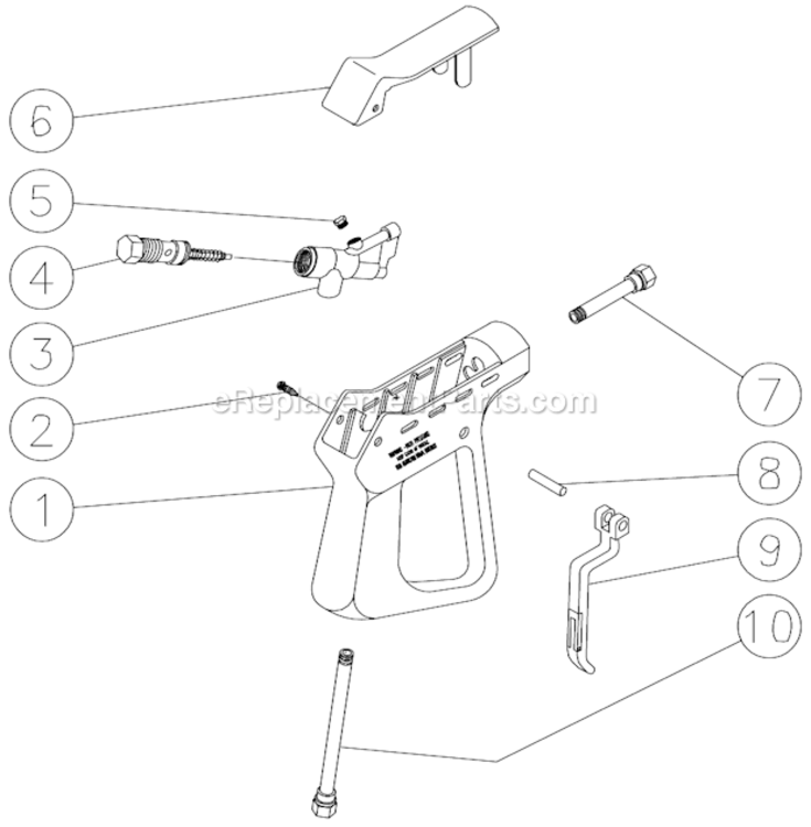 Gun Assembly Diagram and Parts List for  Mi-T-M Pressure Washer