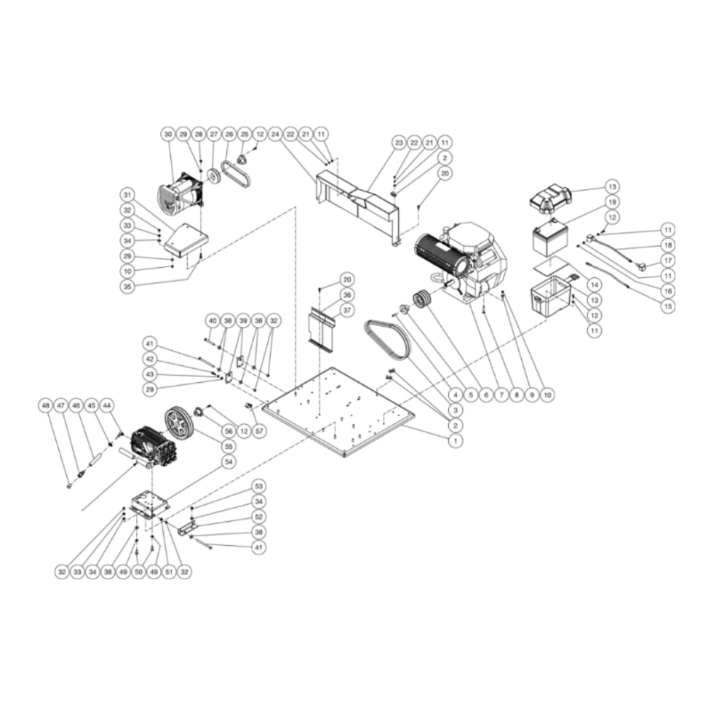 Isolation Plate Diagram and Parts List for  Mi-T-M Pressure Washer