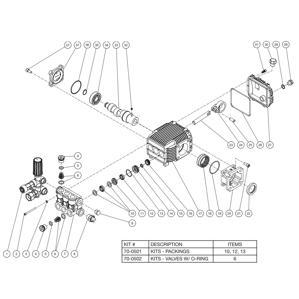 Pump Diagram and Parts List for  Mi-T-M Pressure Washer