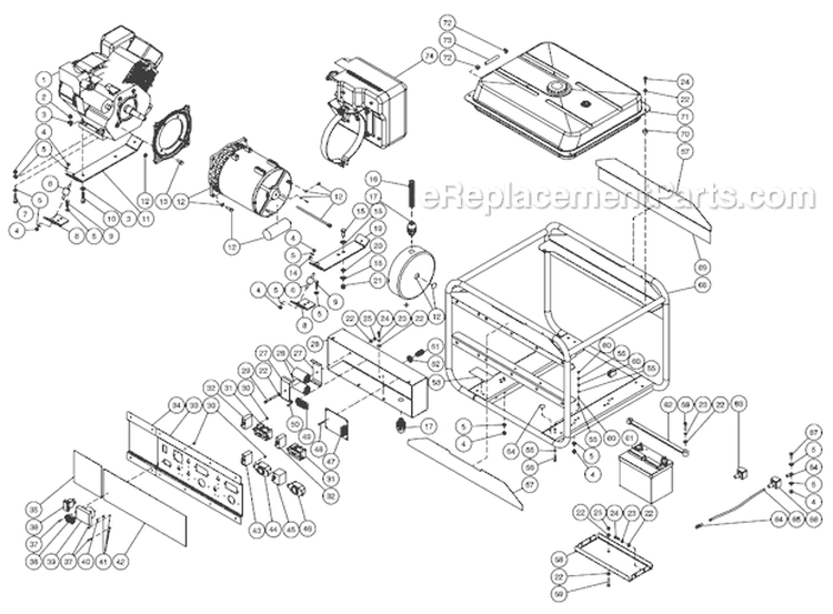 Frame Assembly Before S/N 40031734 Diagram and Parts List for  Mi-T-M Generator