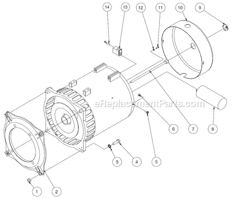 Alternator Assembly Diagram and Parts List for  Mi-T-M Generator