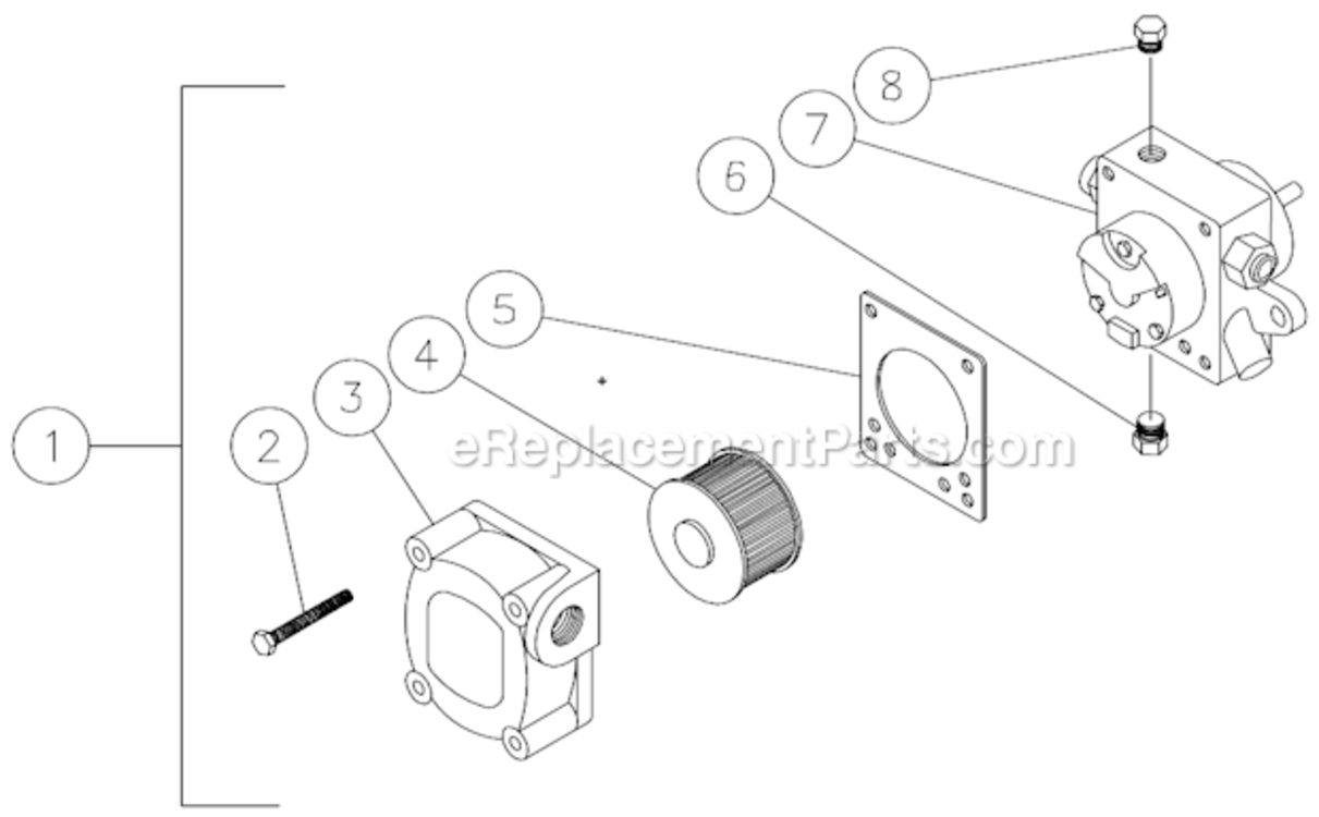 Fuel Pump Diagram and Parts List for  Mi-T-M Pressure Washer