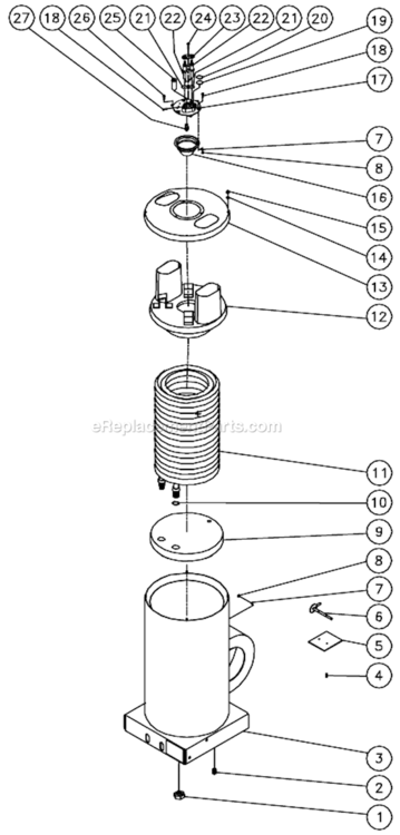 Boiler Assembly Diagram and Parts List for  Mi-T-M Pressure Washer