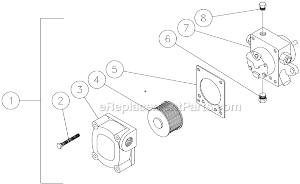 Fuel Pump Diagram and Parts List for  Mi-T-M Pressure Washer