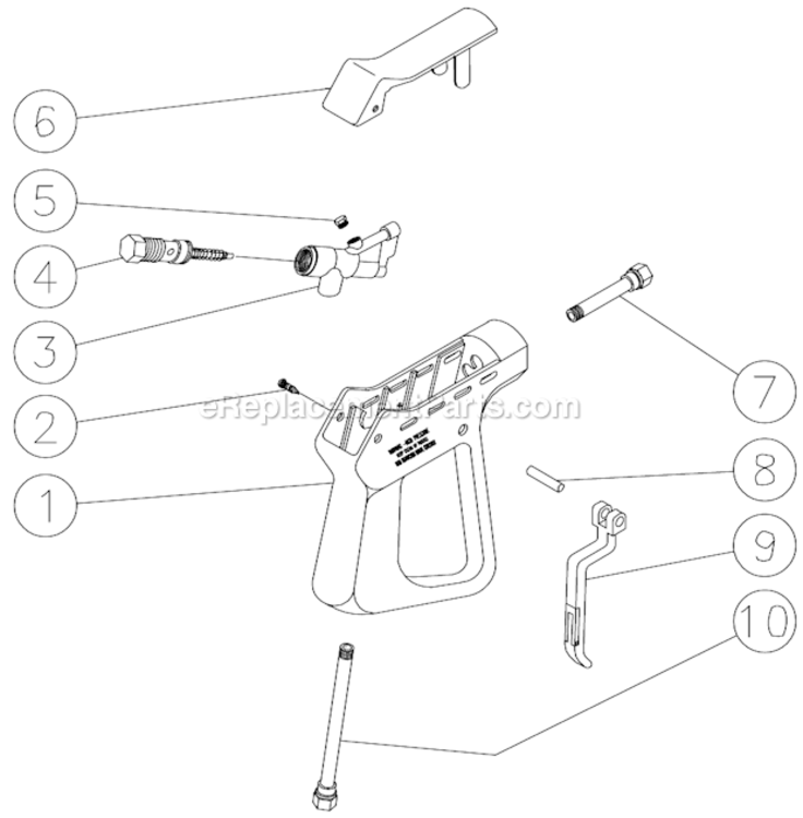 Gun Assembly Diagram and Parts List for  Mi-T-M Pressure Washer