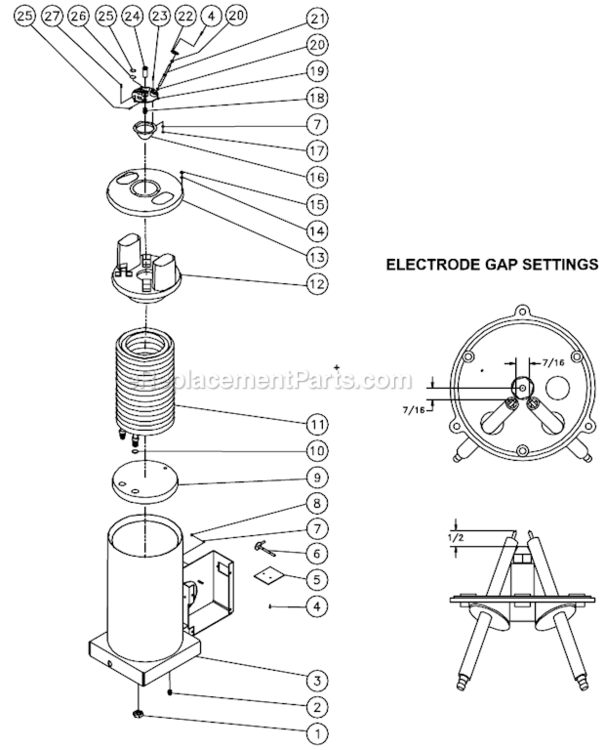 Boiler Assembly Before S/N 15048210 Diagram and Parts List for  Mi-T-M Pressure Washer