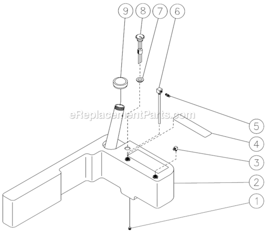 Fuel Tank Diagram and Parts List for  Mi-T-M Pressure Washer