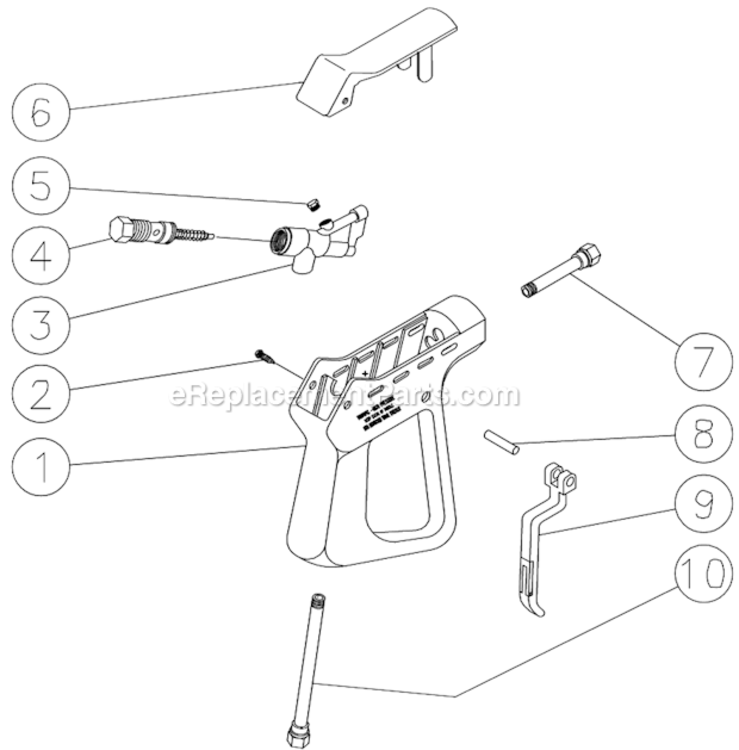 Gun Assembly Diagram and Parts List for  Mi-T-M Pressure Washer